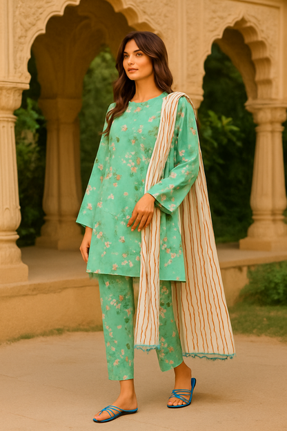 Zellbury Inspired Digital Printed Lawn Suit – 3 Piece