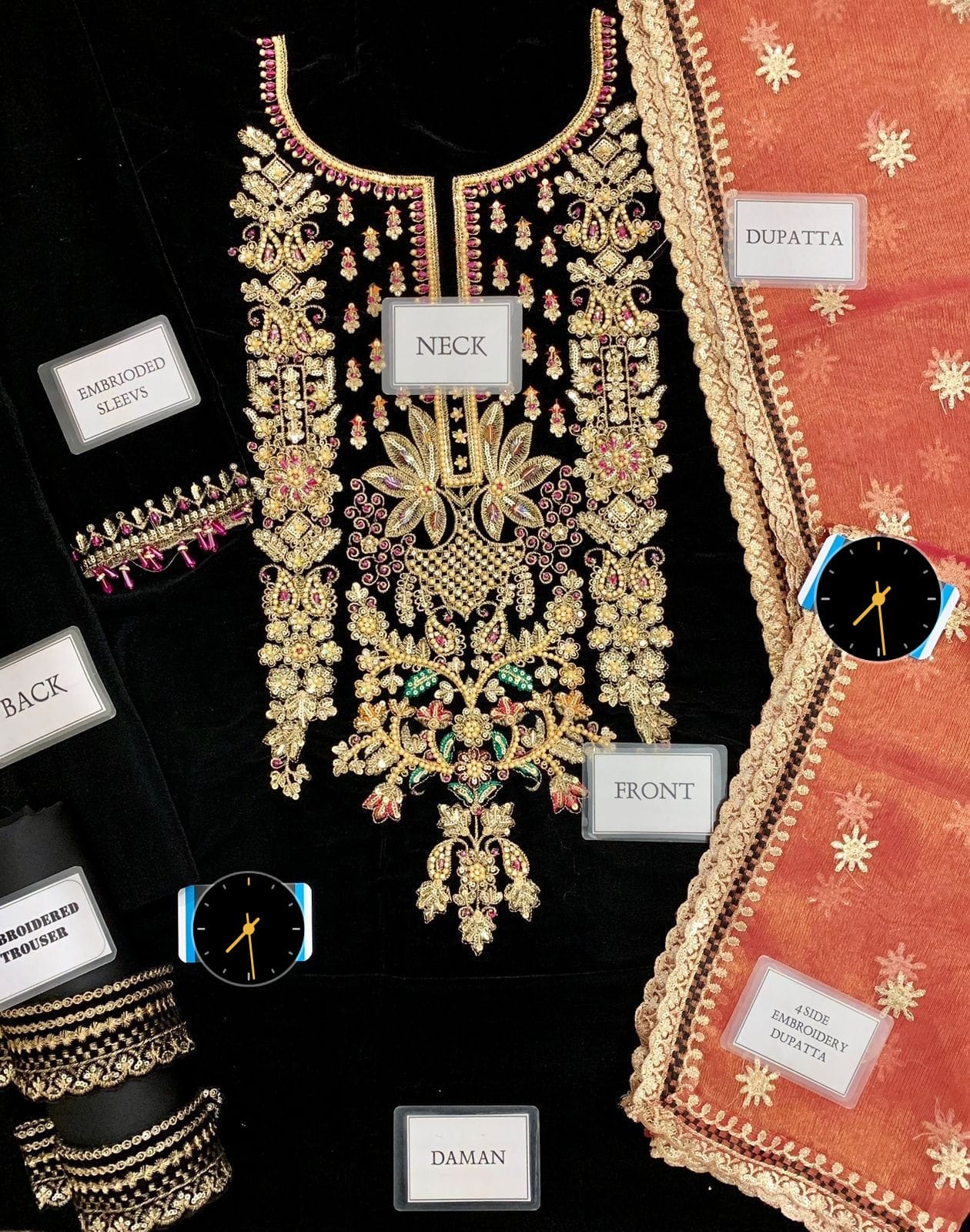 Luxury Velvet Wedding Ensemble – Khuda Baksh Inspired Collection