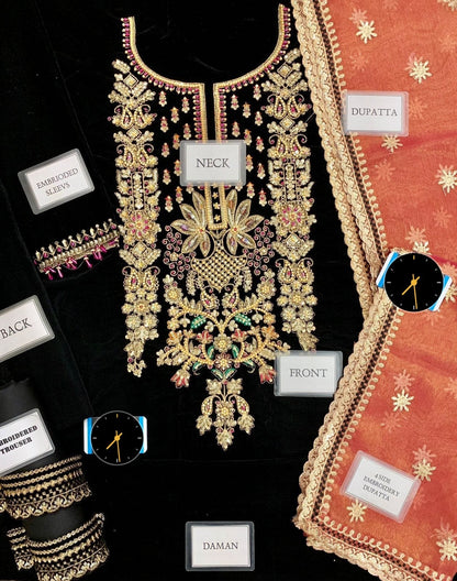 Luxury Velvet Wedding Ensemble – Khuda Baksh Inspired Collection