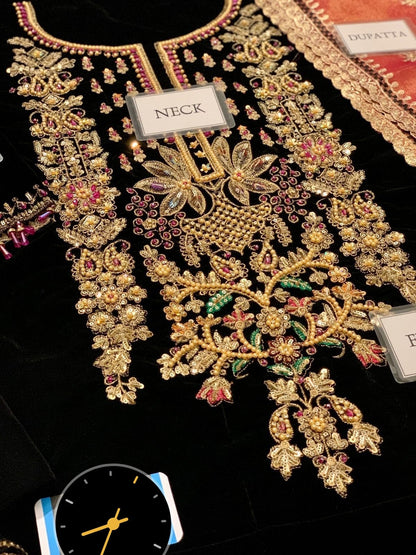 Luxury Velvet Wedding Ensemble – Khuda Baksh Inspired Collection