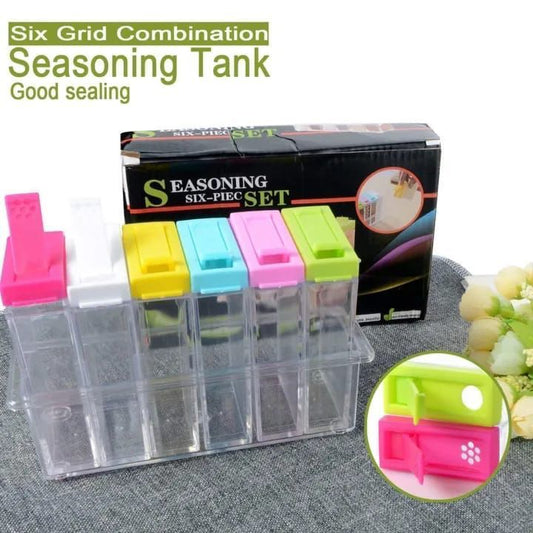 🧂 6pcs Seasoning Spice Kitchen Jar set with Crystal Tray