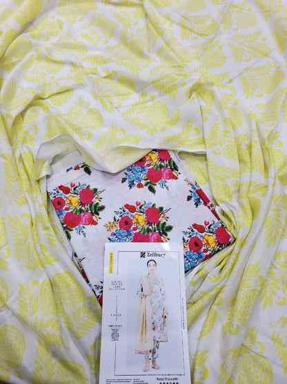 Zellbury Inspired Digital Printed Lawn Suit – 3 Piece