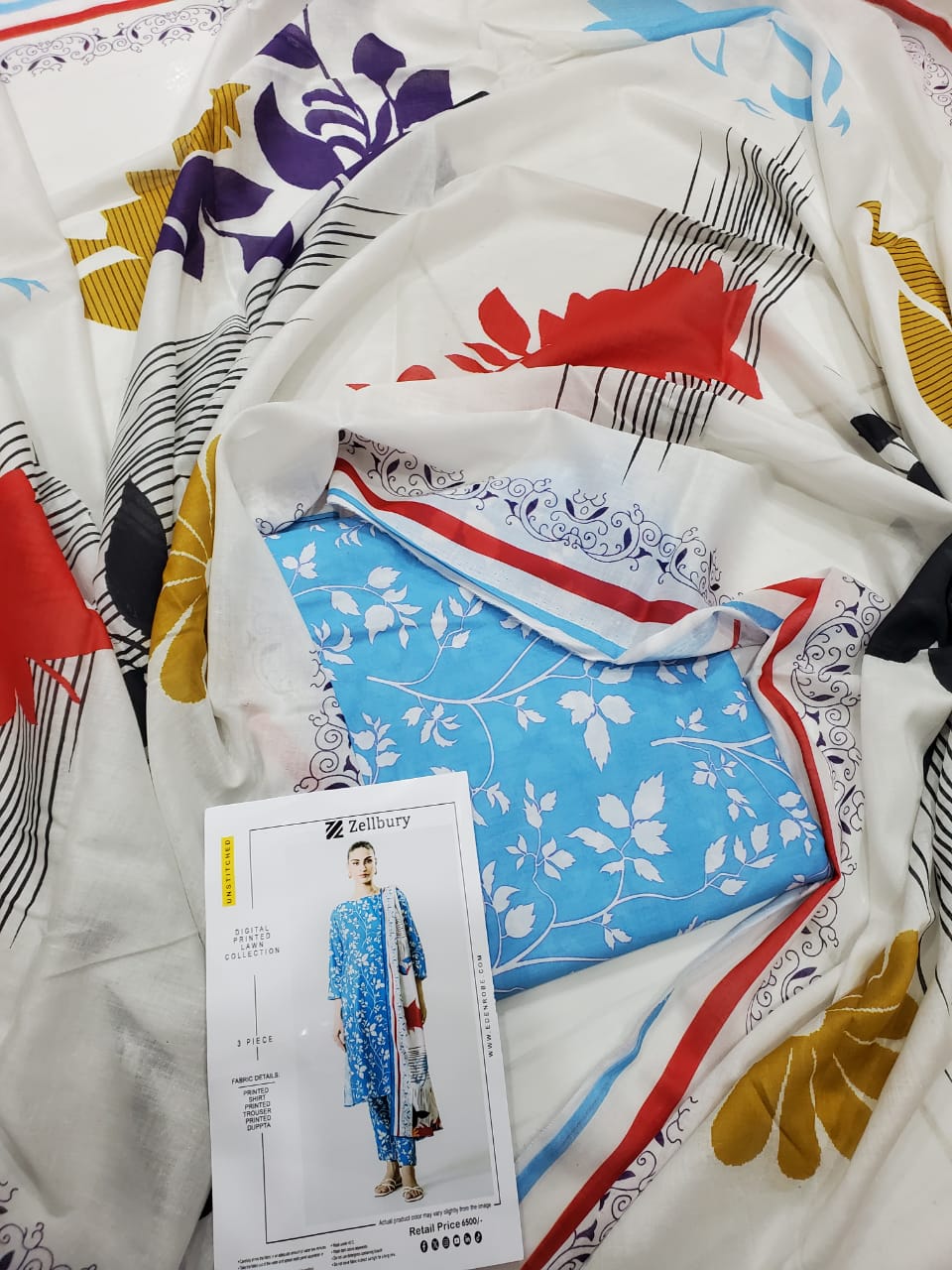 Zellbury Inspired Digital Printed Lawn Suit – 3 Piece