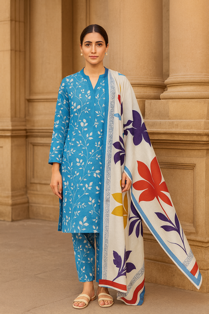 Zellbury Inspired Digital Printed Lawn Suit – 3 Piece