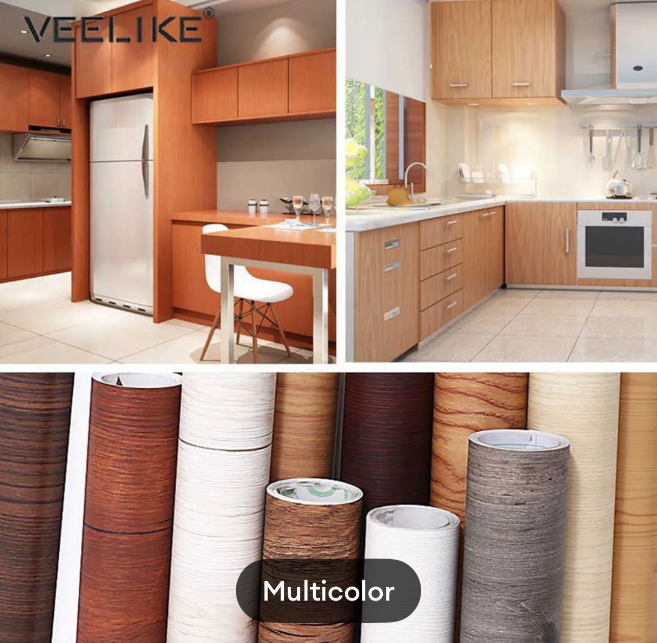Waterproof Wood Grain PVC Vinyl Sticker – Self Adhesive Film for Furniture, Kitchen, Car & Door