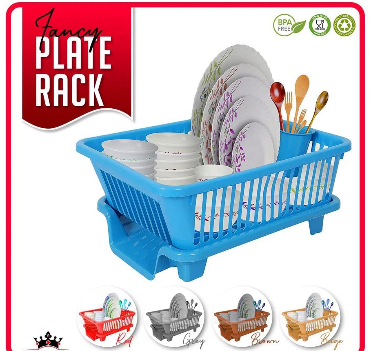 Fancy Plate Rack – 3 in 1 Large Durable Plastic Kitchen Sink Dish Rack