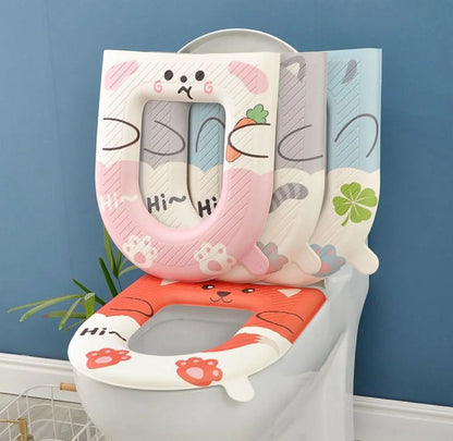 Cartoon Toilet Seat Cover with Handle – Universal EVA Waterproof Design