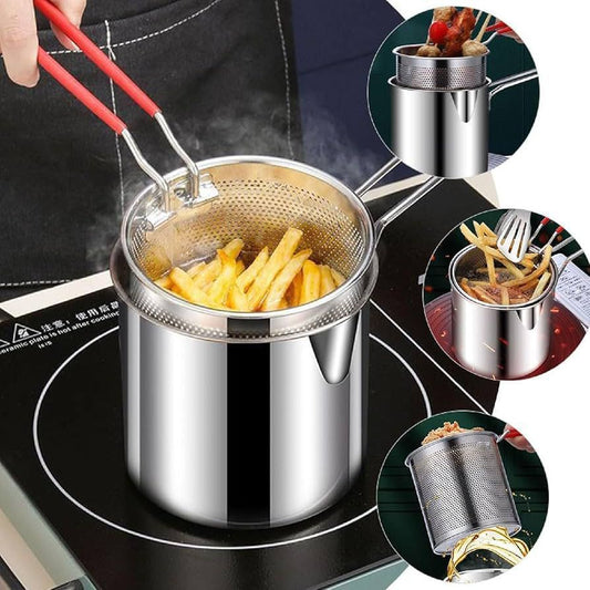 🍳 Double Layer Stainless Steel Deep Frying Pot with Oil Drain Basket & Box Packing