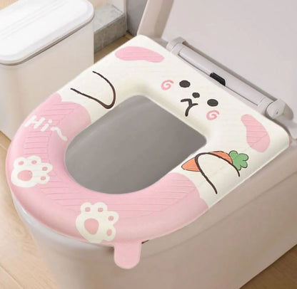 Cartoon Toilet Seat Cover with Handle – Universal EVA Waterproof Design