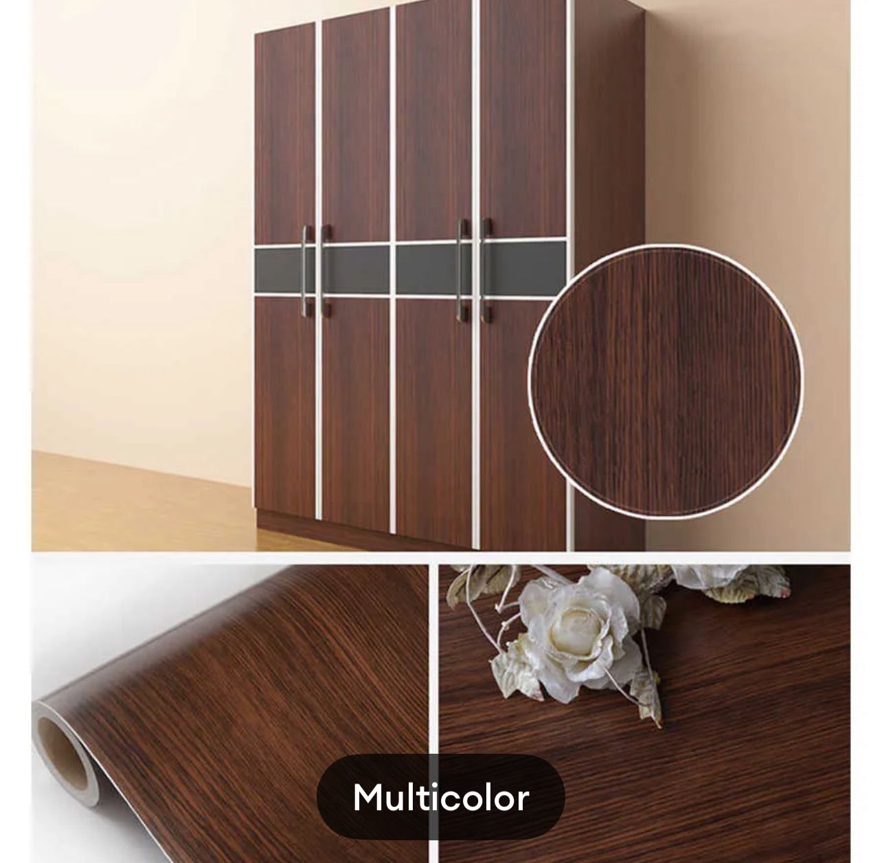 Waterproof Wood Grain PVC Vinyl Sticker – Self Adhesive Film for Furniture, Kitchen, Car & Door