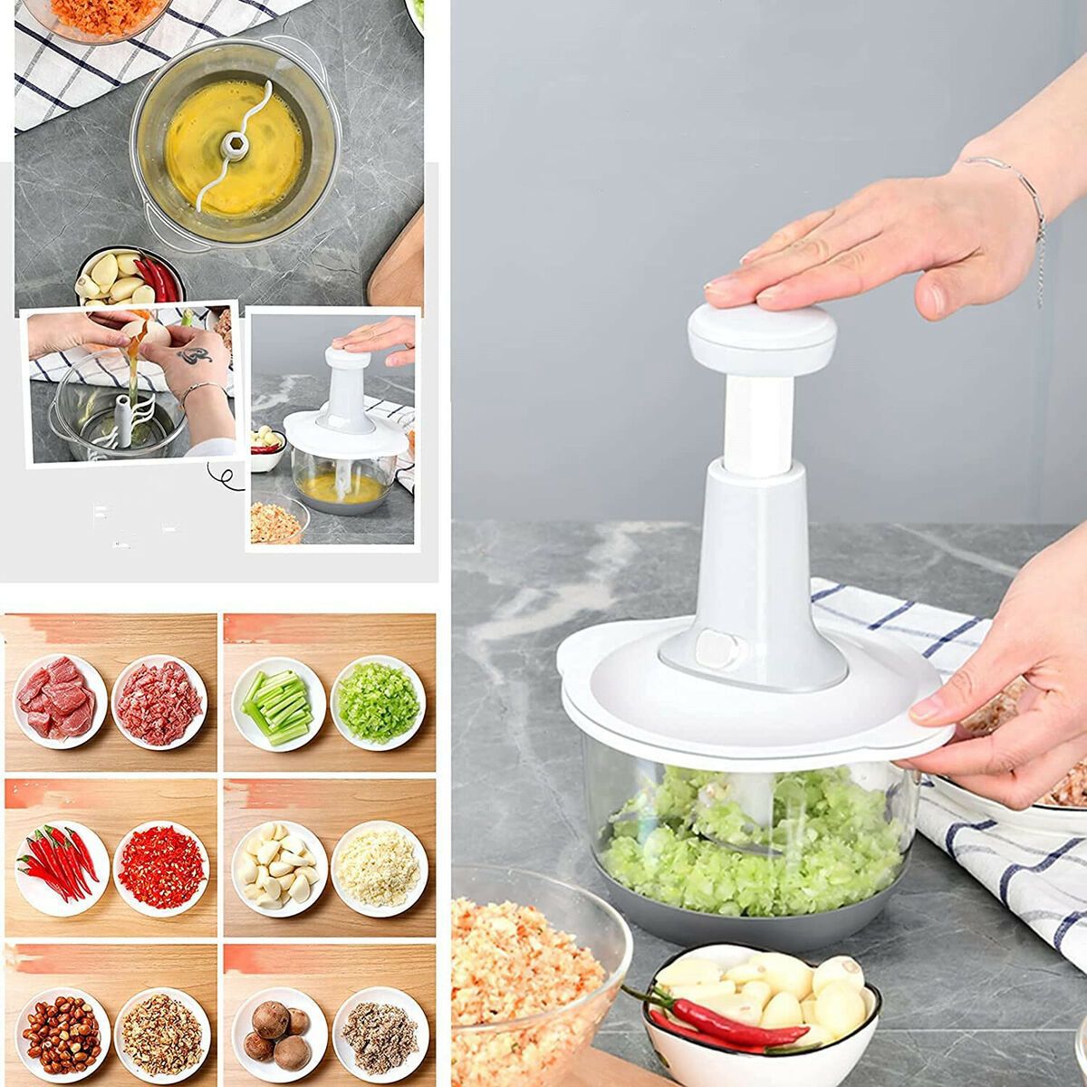 1.5 Litre Push Chopper – 3 Blades with Beater & Safety Lock