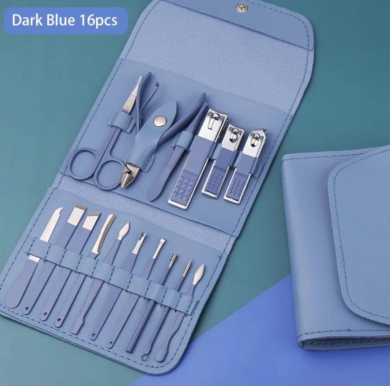 Professional 16 Pcs Manicure & Pedicure Set with Leather Travel Box